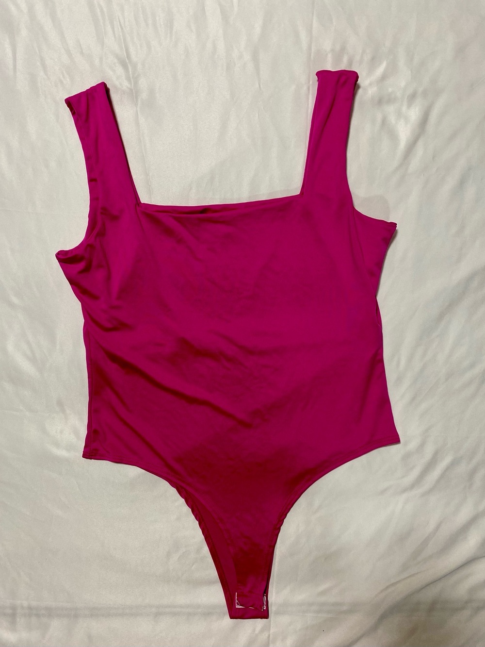 Square-Neck Magenta Bodysuit with Wide Straps